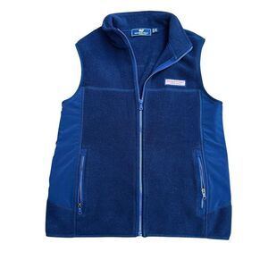 Vineyard Vines Boys' Harbor Fleece Vest Blue Size L Full-Zip Casual Large 16-18
